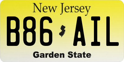 NJ license plate B86AIL