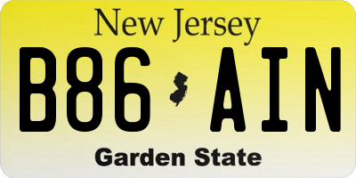 NJ license plate B86AIN
