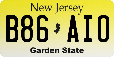 NJ license plate B86AIO