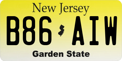 NJ license plate B86AIW
