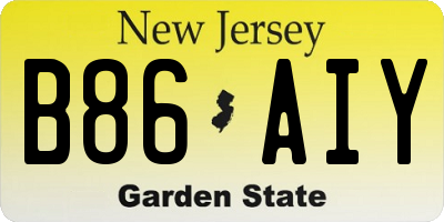 NJ license plate B86AIY