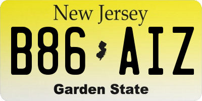 NJ license plate B86AIZ
