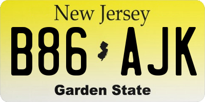 NJ license plate B86AJK