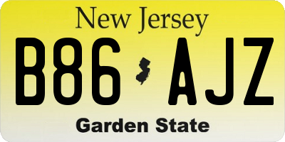 NJ license plate B86AJZ