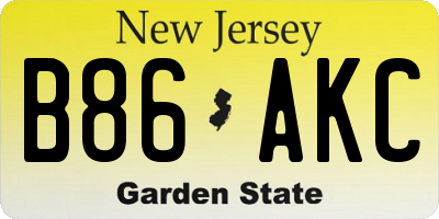 NJ license plate B86AKC