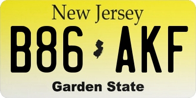NJ license plate B86AKF
