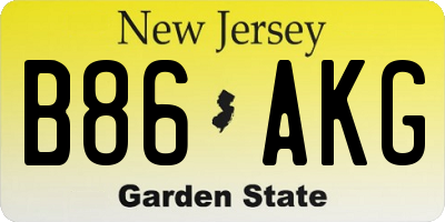 NJ license plate B86AKG