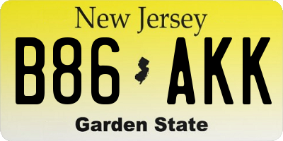 NJ license plate B86AKK