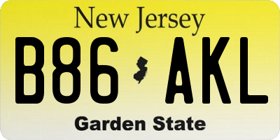 NJ license plate B86AKL