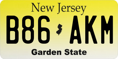 NJ license plate B86AKM