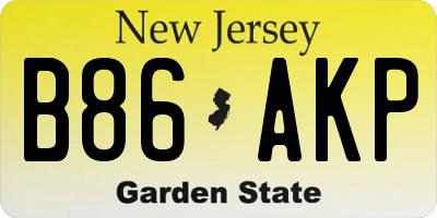 NJ license plate B86AKP