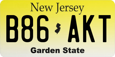 NJ license plate B86AKT
