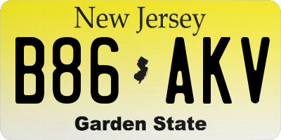 NJ license plate B86AKV