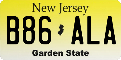 NJ license plate B86ALA