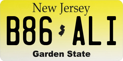 NJ license plate B86ALI