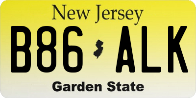 NJ license plate B86ALK