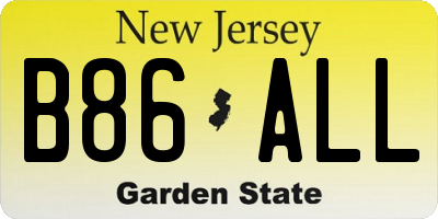 NJ license plate B86ALL