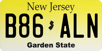NJ license plate B86ALN