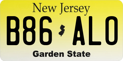 NJ license plate B86ALO