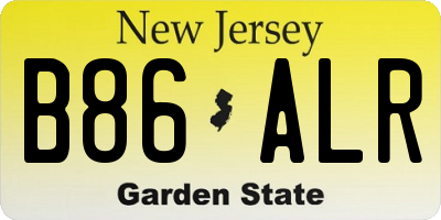 NJ license plate B86ALR