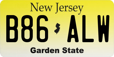 NJ license plate B86ALW