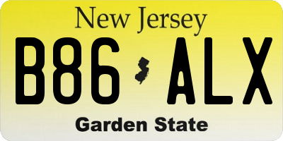 NJ license plate B86ALX