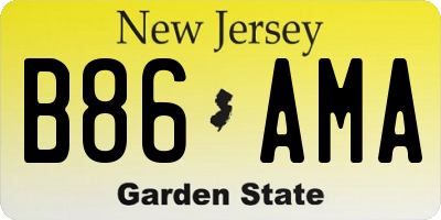 NJ license plate B86AMA