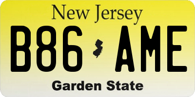 NJ license plate B86AME