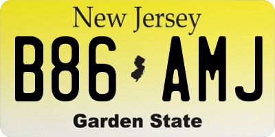 NJ license plate B86AMJ