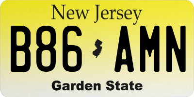 NJ license plate B86AMN