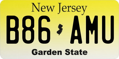 NJ license plate B86AMU