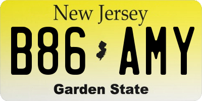 NJ license plate B86AMY