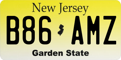 NJ license plate B86AMZ
