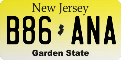 NJ license plate B86ANA