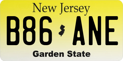 NJ license plate B86ANE