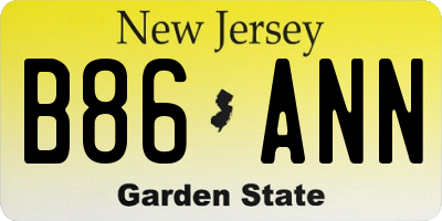 NJ license plate B86ANN