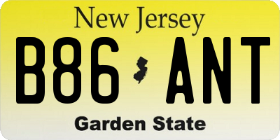 NJ license plate B86ANT