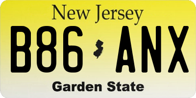NJ license plate B86ANX