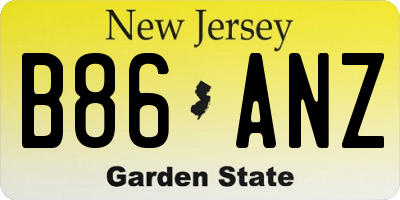 NJ license plate B86ANZ