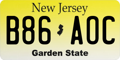 NJ license plate B86AOC