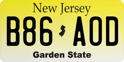 NJ license plate B86AOD