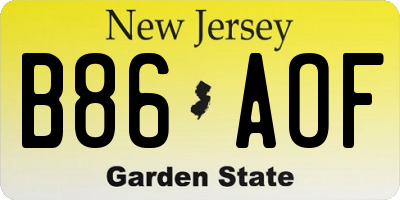 NJ license plate B86AOF