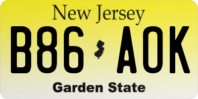 NJ license plate B86AOK