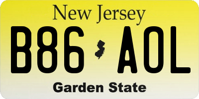NJ license plate B86AOL