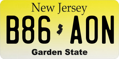 NJ license plate B86AON