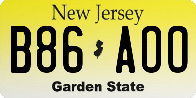 NJ license plate B86AOO