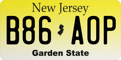 NJ license plate B86AOP