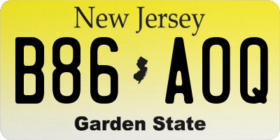 NJ license plate B86AOQ