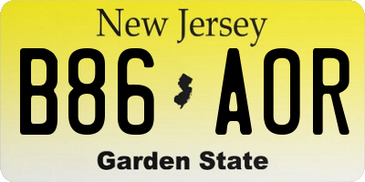 NJ license plate B86AOR
