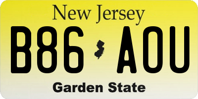 NJ license plate B86AOU